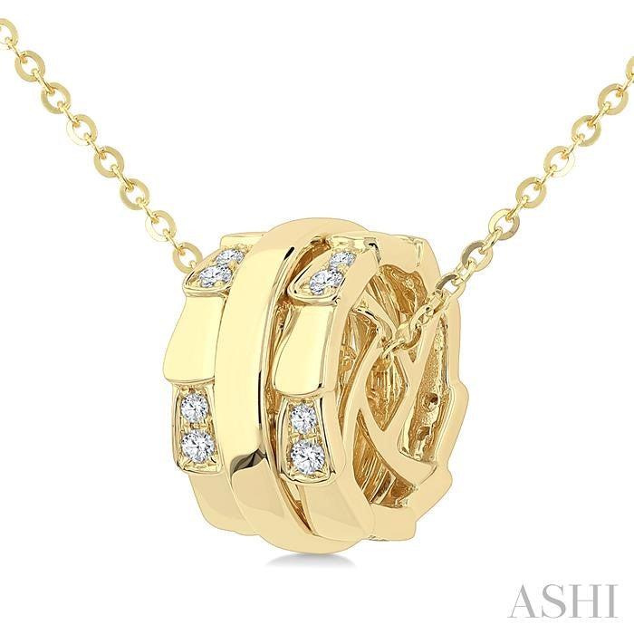 1/10 Ctw Round Cut Diamond Rondelle Fashion Pendant With Chain in 14K Yellow Gold