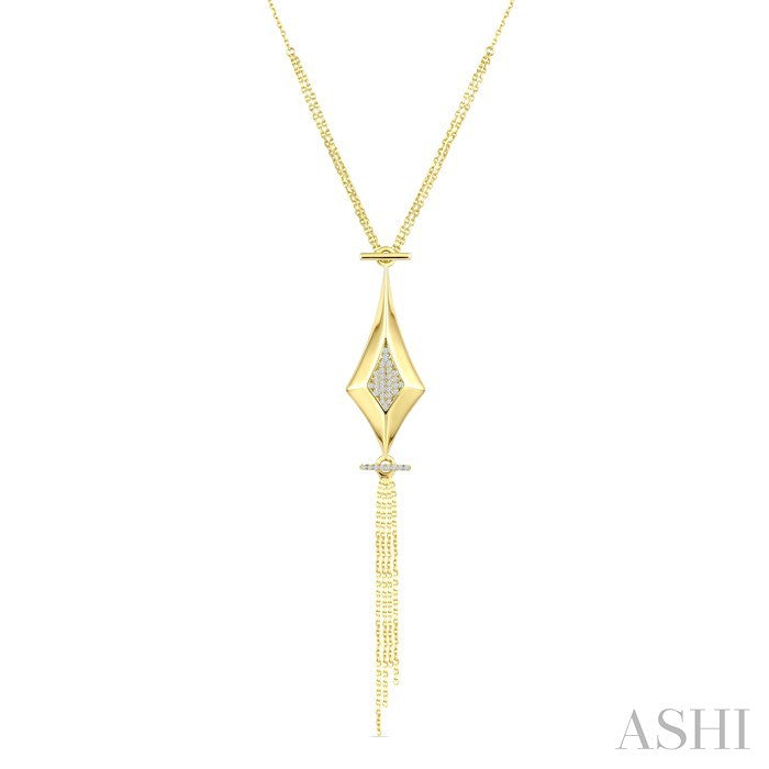 1/8 Ctw Chain Drop Round Cut Diamond Fashion Pendant in 14K Yellow Gold