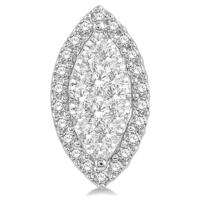 1/2 Ctw Marquise Shape Shine Bright Round Cut Diamond Stud Earrings in 14K White Gold