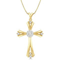 1/4 Ctw Shine Bright Round Cut Diamond Cross Pendant in 14K Yellow and White Gold with chain