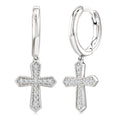 Cross Petite Diamond Huggie Fashion Earrings
