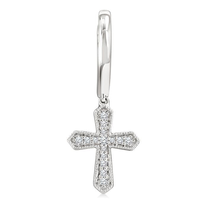 Cross Petite Diamond Huggie Fashion Earrings