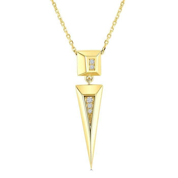 1/50 Ctw Pyramid Round Cut Diamond Fashion Pendant in 14K Yellow Gold