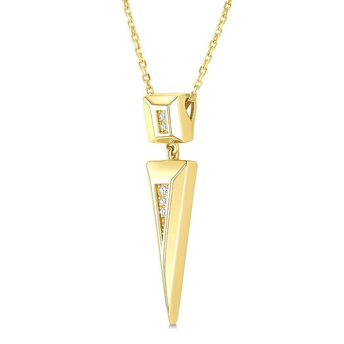 1/50 Ctw Pyramid Round Cut Diamond Fashion Pendant in 14K Yellow Gold