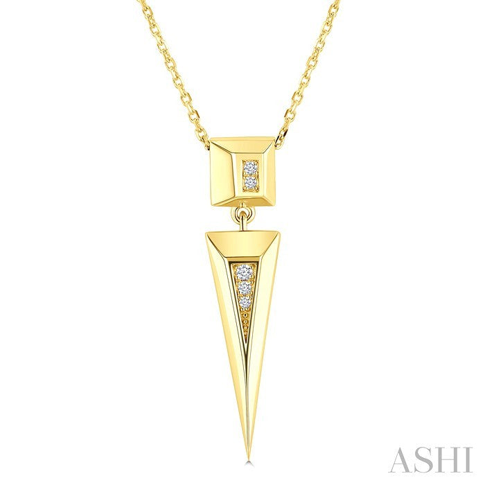 1/50 Ctw Pyramid Round Cut Diamond Fashion Pendant in 14K Yellow Gold