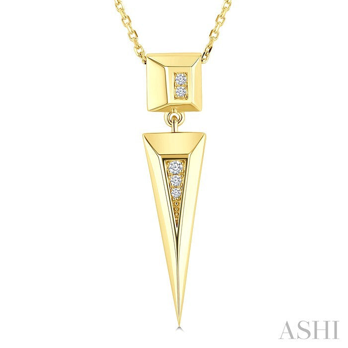1/50 Ctw Pyramid Round Cut Diamond Fashion Pendant in 14K Yellow Gold