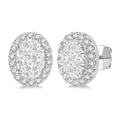 1/2 Ctw Oval Shape Shine Bright Round Cut Diamond Stud Earrings in 14K White Gold