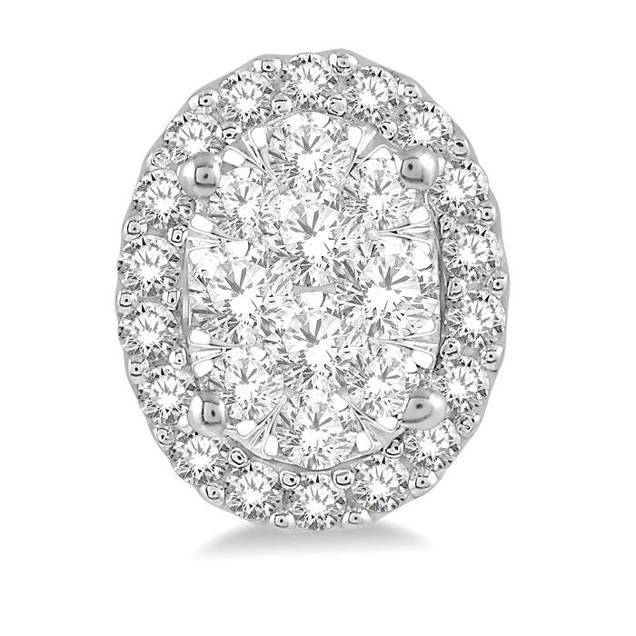1/2 Ctw Oval Shape Shine Bright Round Cut Diamond Stud Earrings in 14K White Gold