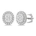 1/3 Ctw Oval Shape Shine Bright Round Cut Diamond Stud Earrings in 14K White Gold