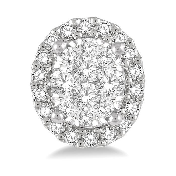 1/3 Ctw Oval Shape Shine Bright Round Cut Diamond Stud Earrings in 14K White Gold