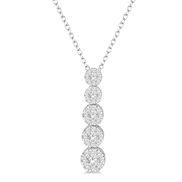 5/8 Ctw Five Mount Shine Bright Round Cut Diamond Pendant With Chain in 14K White Gold