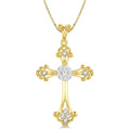1/4 Ctw Art Deco Shine Bright Round Cut Diamond Cross Pendant in 14K Yellow and White Gold with chain