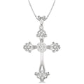 1/4 Ctw Art Deco Shine Bright Round Cut Diamond Cross Pendant in 14K White Gold with chain