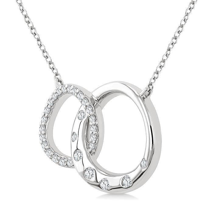 1/6 Ctw Round Cut Diamond Interlocked Circles Mosaic Fashion Pendant With Chain in 10K White Gold