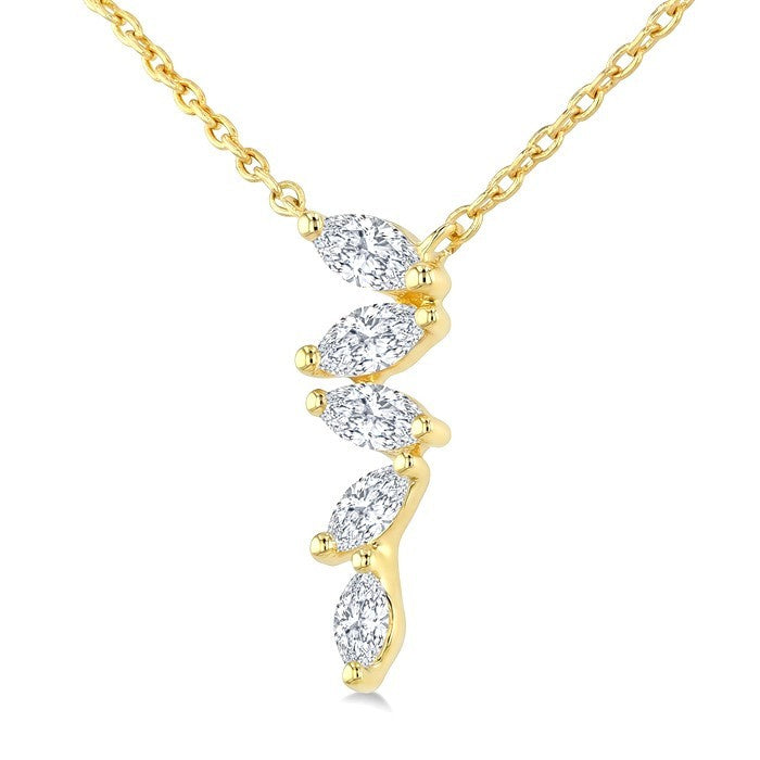 1/4 Ctw Zig-Zag Marquise Cut Diamond Fashion Pendant With Chain in 10K Yellow Gold