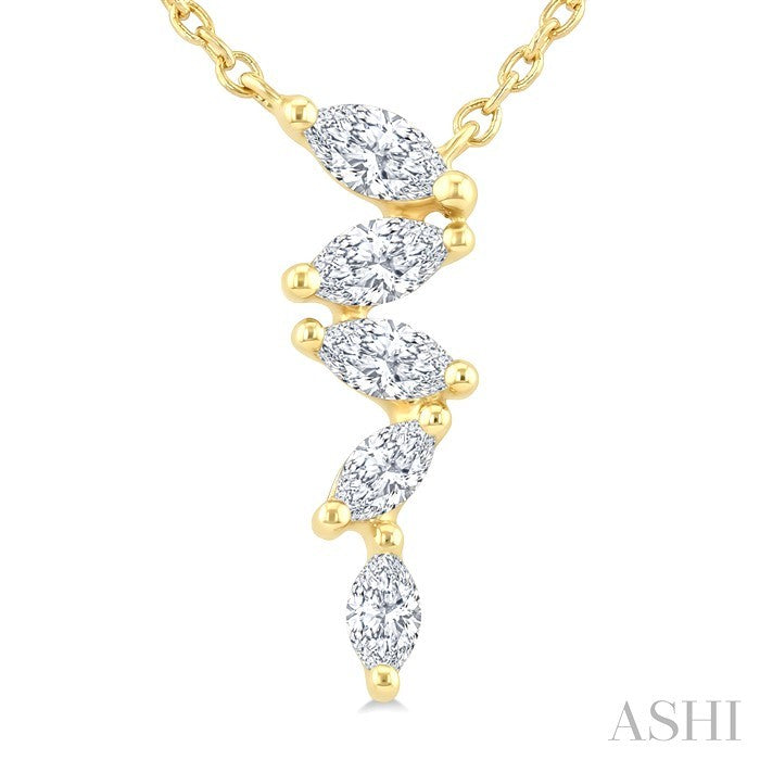 1/4 Ctw Zig-Zag Marquise Cut Diamond Fashion Pendant With Chain in 10K Yellow Gold