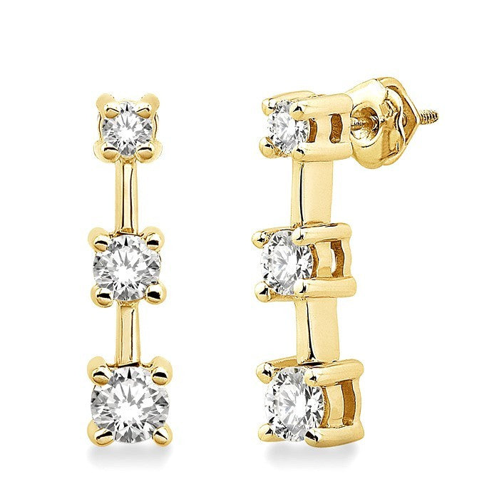 1 Ctw Round Cut Diamond Earrings in 14K Yellow Gold