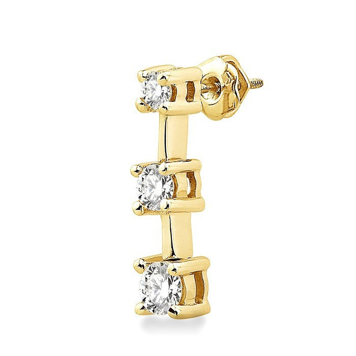 1 Ctw Round Cut Diamond Earrings in 14K Yellow Gold