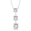 1/2 Ctw Three Stone Round Cut Diamond Pendant in 14K White Gold with Chain