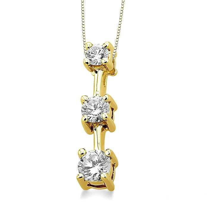 Round Shape Past Present & Future Diamond Pendant