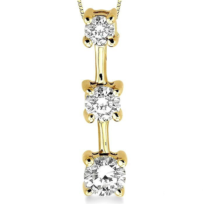 Round Shape Past Present & Future Diamond Pendant