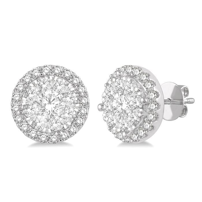 1 Ctw Shine Bright Round Cut Diamond Stud Earrings in 14K White Gold