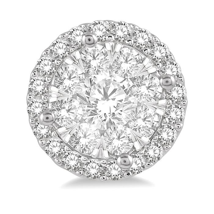 1 Ctw Shine Bright Round Cut Diamond Stud Earrings in 14K White Gold