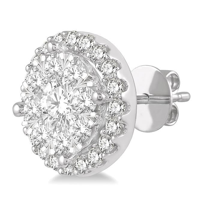 1 Ctw Shine Bright Round Cut Diamond Stud Earrings in 14K White Gold