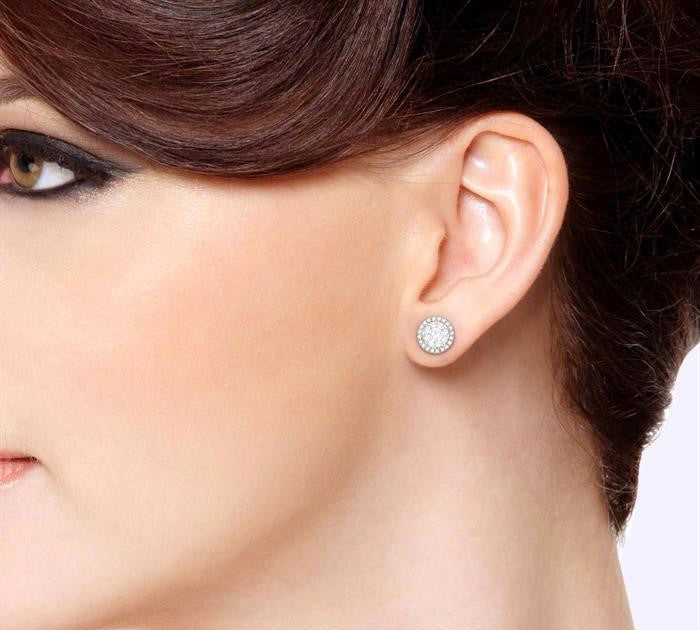 1 Ctw Shine Bright Round Cut Diamond Stud Earrings in 14K White Gold