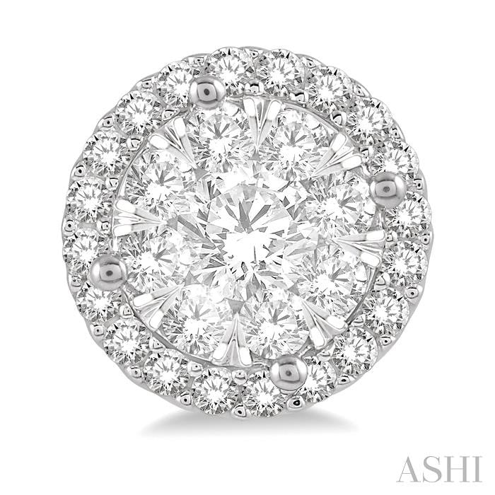 1 Ctw Shine Bright Round Cut Diamond Stud Earrings in 14K White Gold