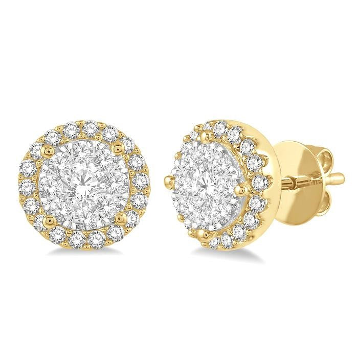 1/2 Ctw Shine Bright Round Cut Diamond Stud Earrings in 14K Yellow and White Gold