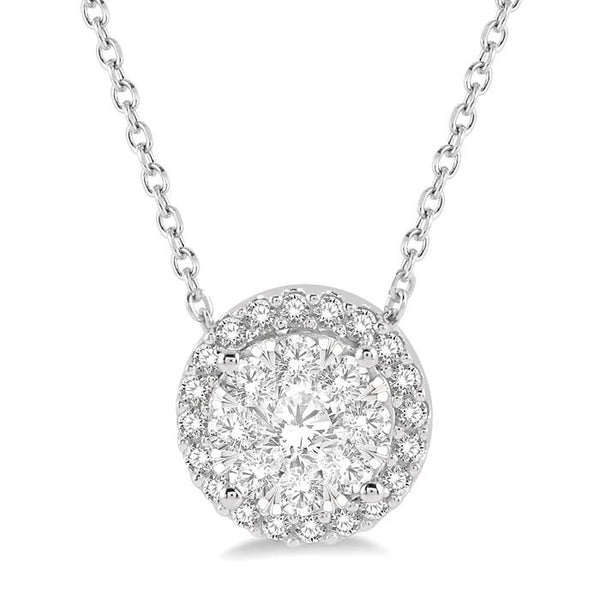 1/2 Ctw Shine Bright Round Cut Diamond Pendant With Chain in 14K White Gold