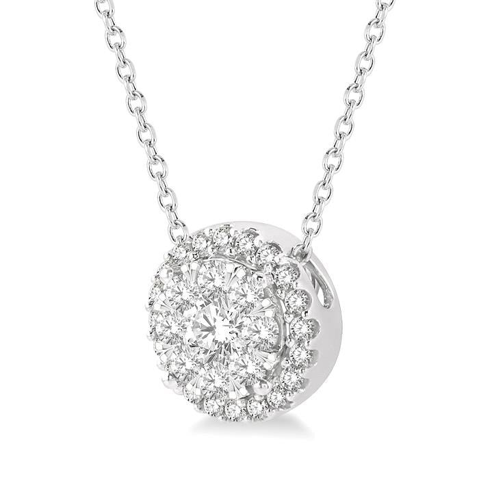 1/2 Ctw Shine Bright Round Cut Diamond Pendant With Chain in 14K White Gold