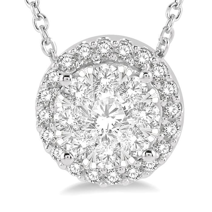 1/2 Ctw Shine Bright Round Cut Diamond Pendant With Chain in 14K White Gold