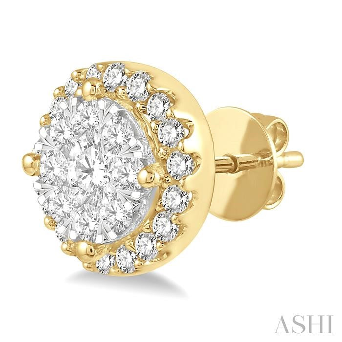 1/2 Ctw Shine Bright Round Cut Diamond Stud Earrings in 14K Yellow and White Gold