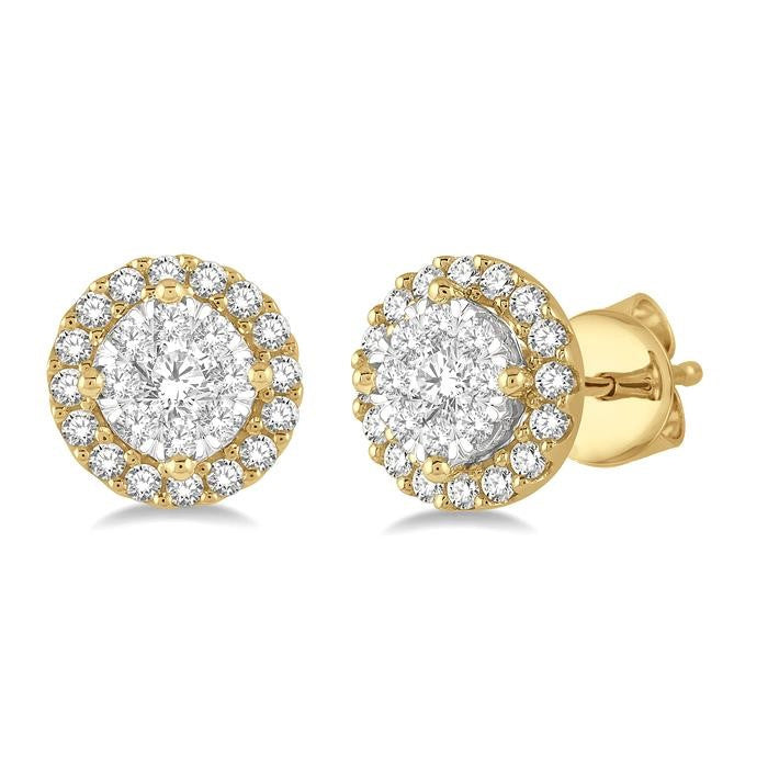1/3 Ctw Shine Bright Round Cut Diamond Stud Earrings in 14K Yellow and White Gold