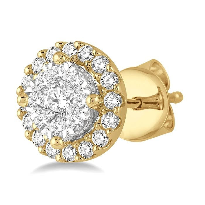 1/3 Ctw Shine Bright Round Cut Diamond Stud Earrings in 14K Yellow and White Gold