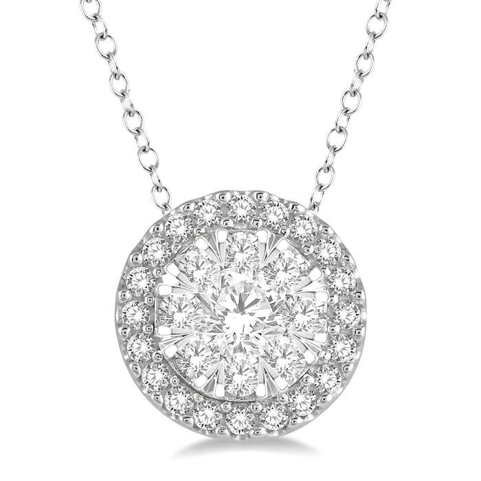 1/3 Ctw Shine Bright Round Cut Diamond Pendant With Chain in 14K White Gold