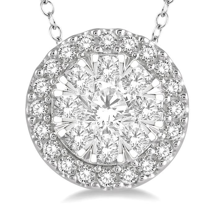 1/3 Ctw Shine Bright Round Cut Diamond Pendant With Chain in 14K White Gold