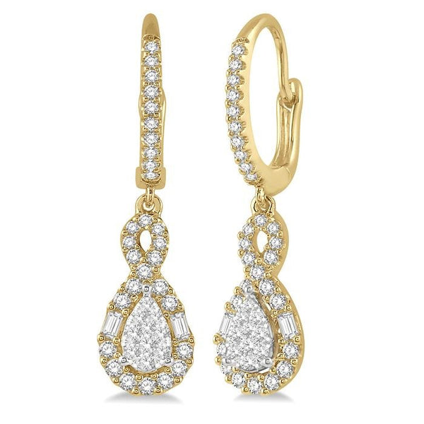 5/8 Ctw Pear Shape Shine Bright Diamond Earrings in 14K Yellow and White Gold