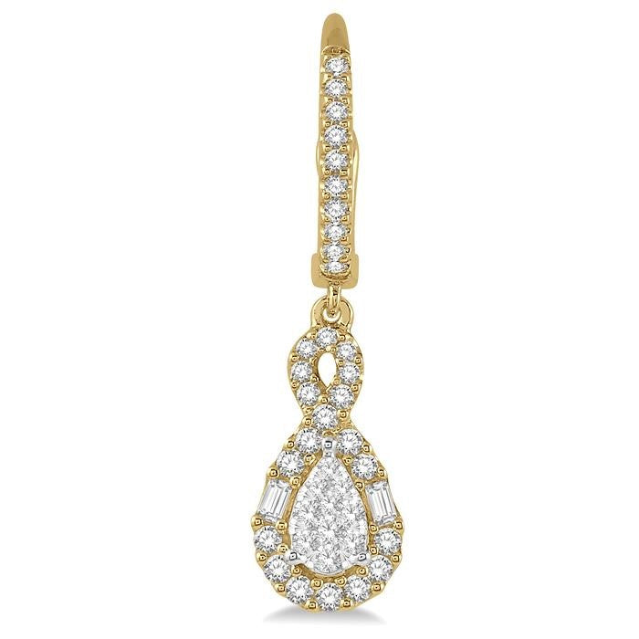 5/8 Ctw Pear Shape Shine Bright Diamond Earrings in 14K Yellow and White Gold