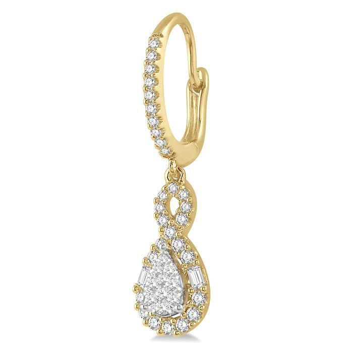 Pear Shape Halo Shine Bright Diamond Earrings