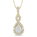 1/2 Ctw Pear Shape Shine Bright Diamond Pendant in 14K Yellow and White Gold with chain