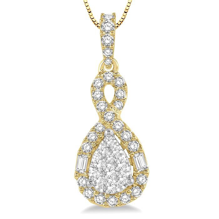 Chantilly Tamarind Pear Shape Halo Shine Bright Diamond Pendant