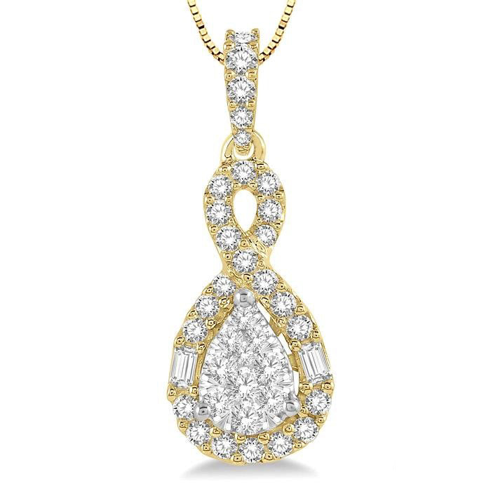 Nerissa Pear Shape Halo Shine Bright Diamond Pendant