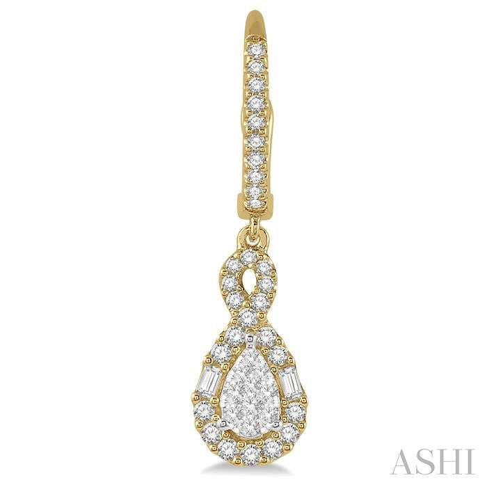 5/8 Ctw Pear Shape Shine Bright Diamond Earrings in 14K Yellow and White Gold