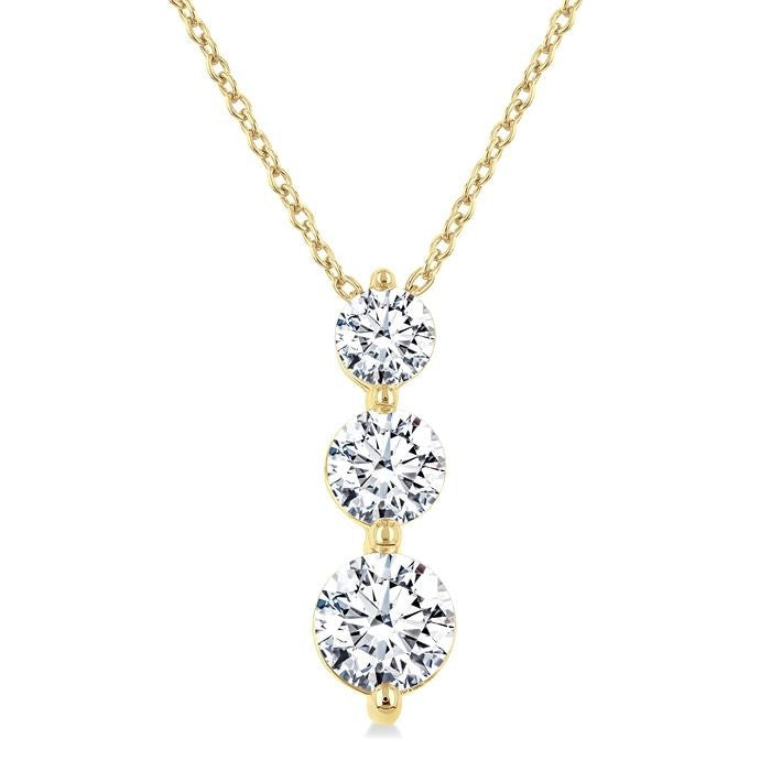 1 Ctw Round Cut Diamond Three-Stone Snowman Pendant With Chain in 14K Yellow Gold