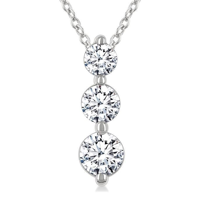 River Serenade 3 Stone Diamond Fashion Pendant