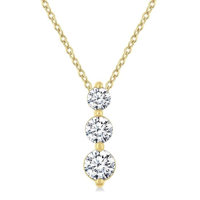 1/2 Ctw Round Cut Diamond Three-Stone Snowman Pendant With Chain in 14K Yellow Gold