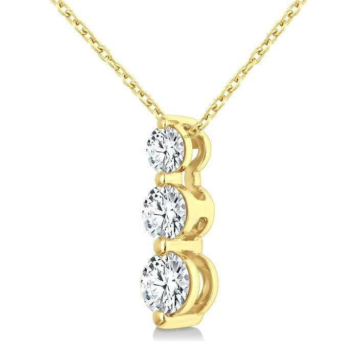 1/2 Ctw Round Cut Diamond Three-Stone Snowman Pendant With Chain in 14K Yellow Gold